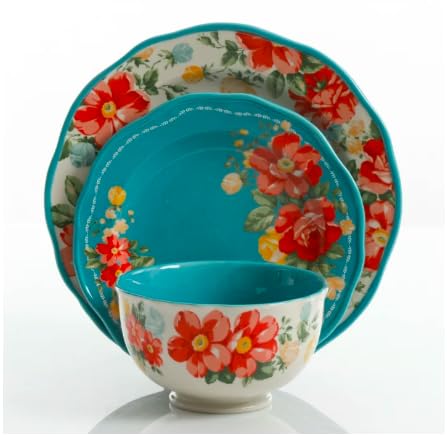 12-Piece Dinnerware Set, Service for 4 (Teal) I84218