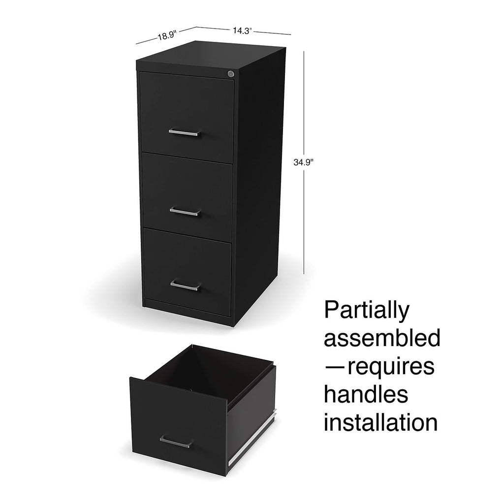 Black 3 Drawer Letter Legal Locking File Cabinet T623985