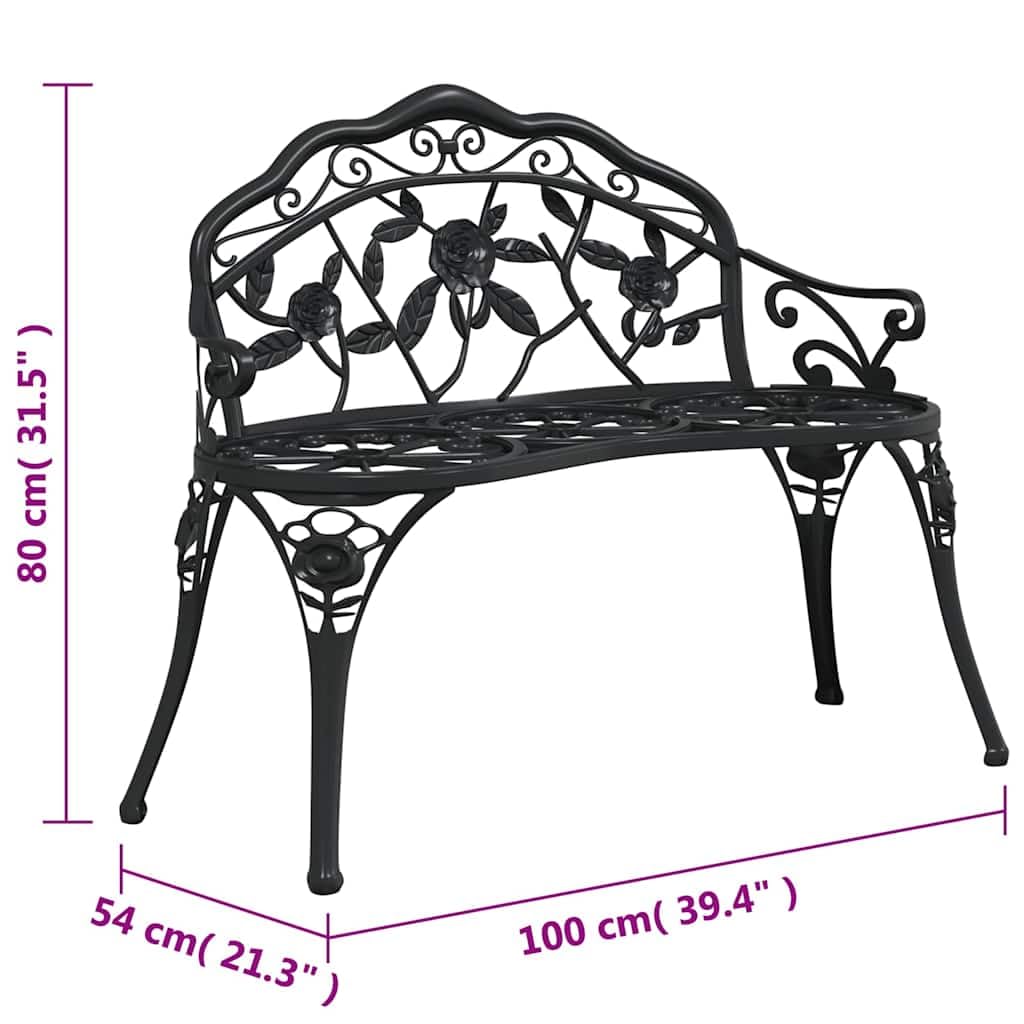 Cast Aluminum Black Patio Bench Y209562