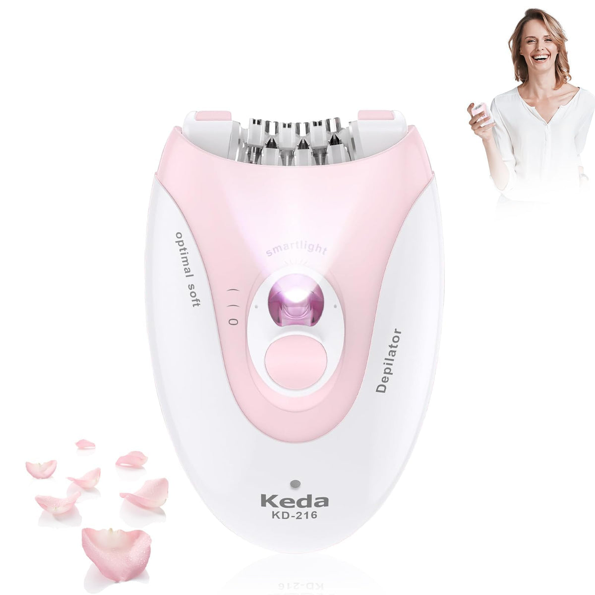 Facial Epilator with LED Light Two Speed Hair Removal Device U722