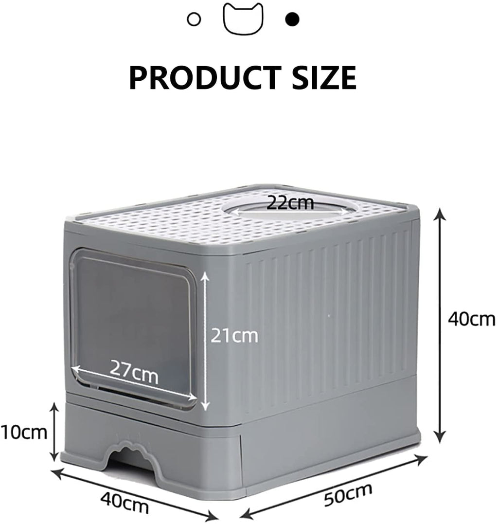 Foldable Top Entry Cat Litter Box with Lid and Scoop P6827