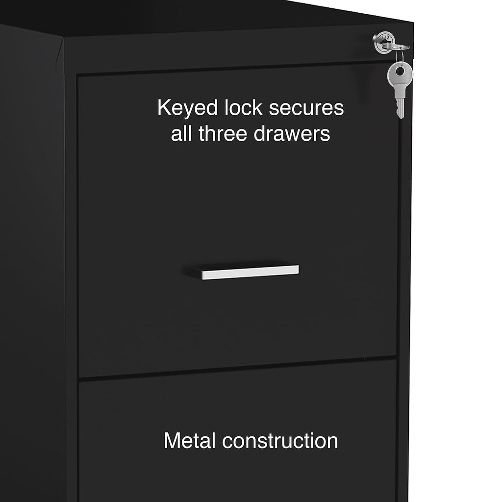 Black 3 Drawer Letter Legal Locking File Cabinet T623985