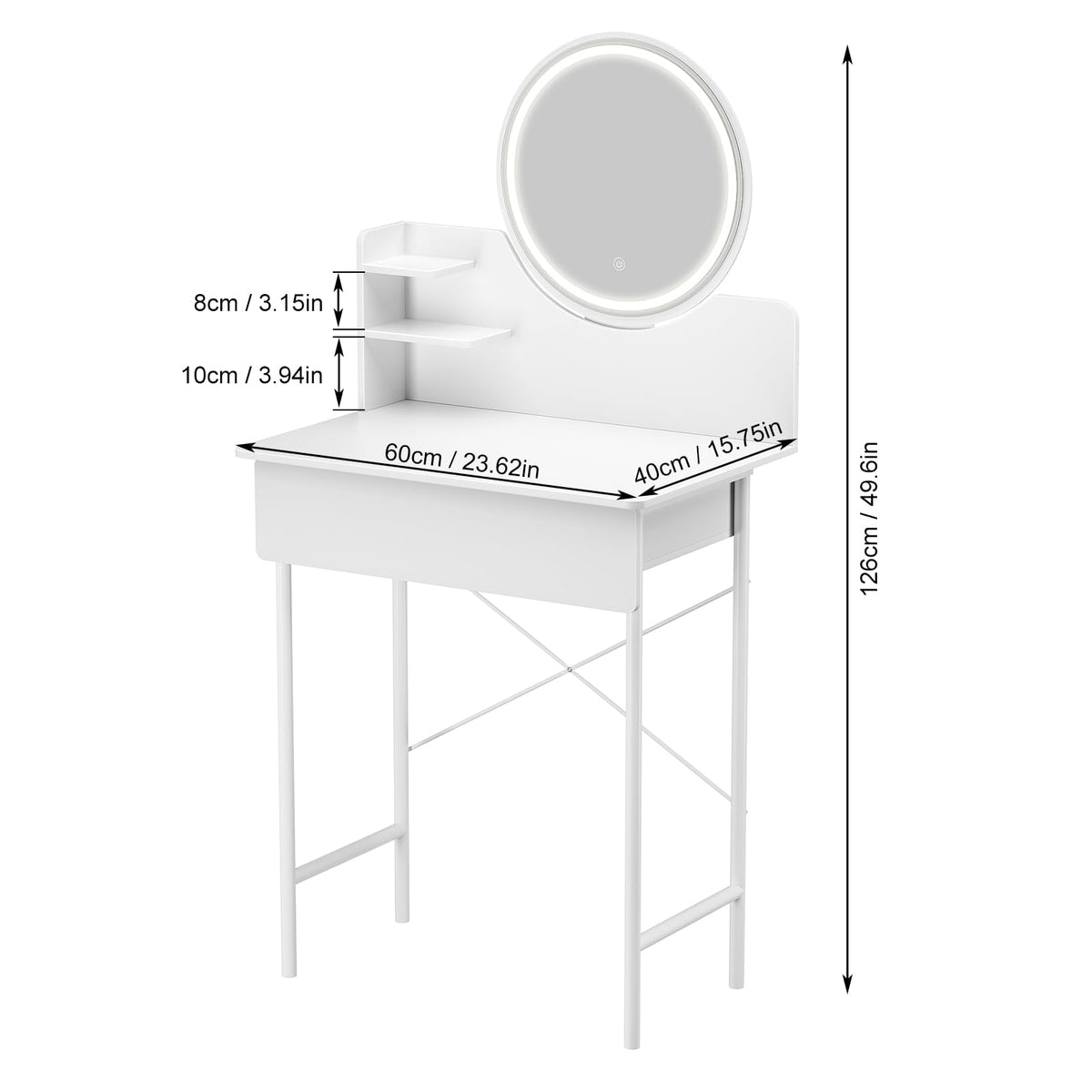 Vanity Desk with Mirror and LED Lights K522