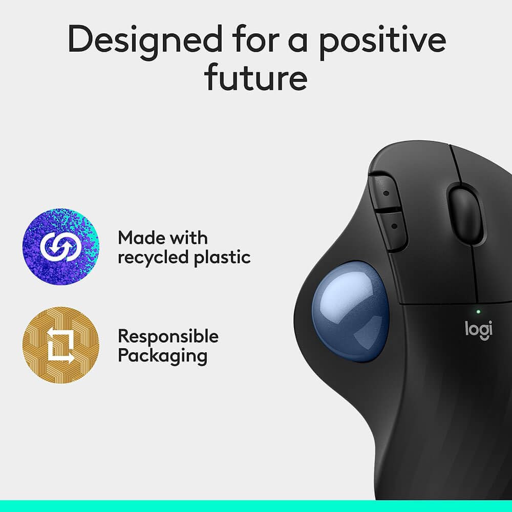 Wireless Ergonomic Trackball Mouse Black E865485