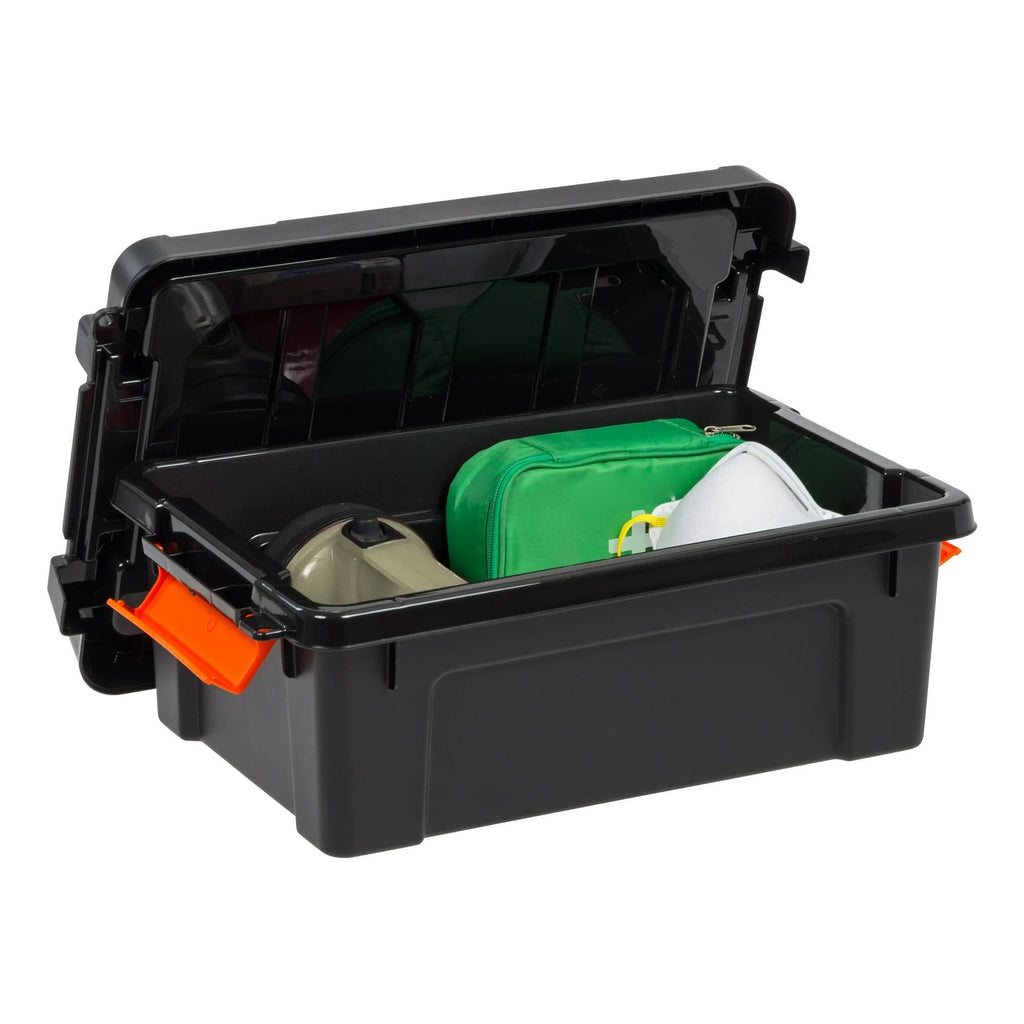 Heavy Duty Plastic Storage Bins with Lockable Lids, Black G2751