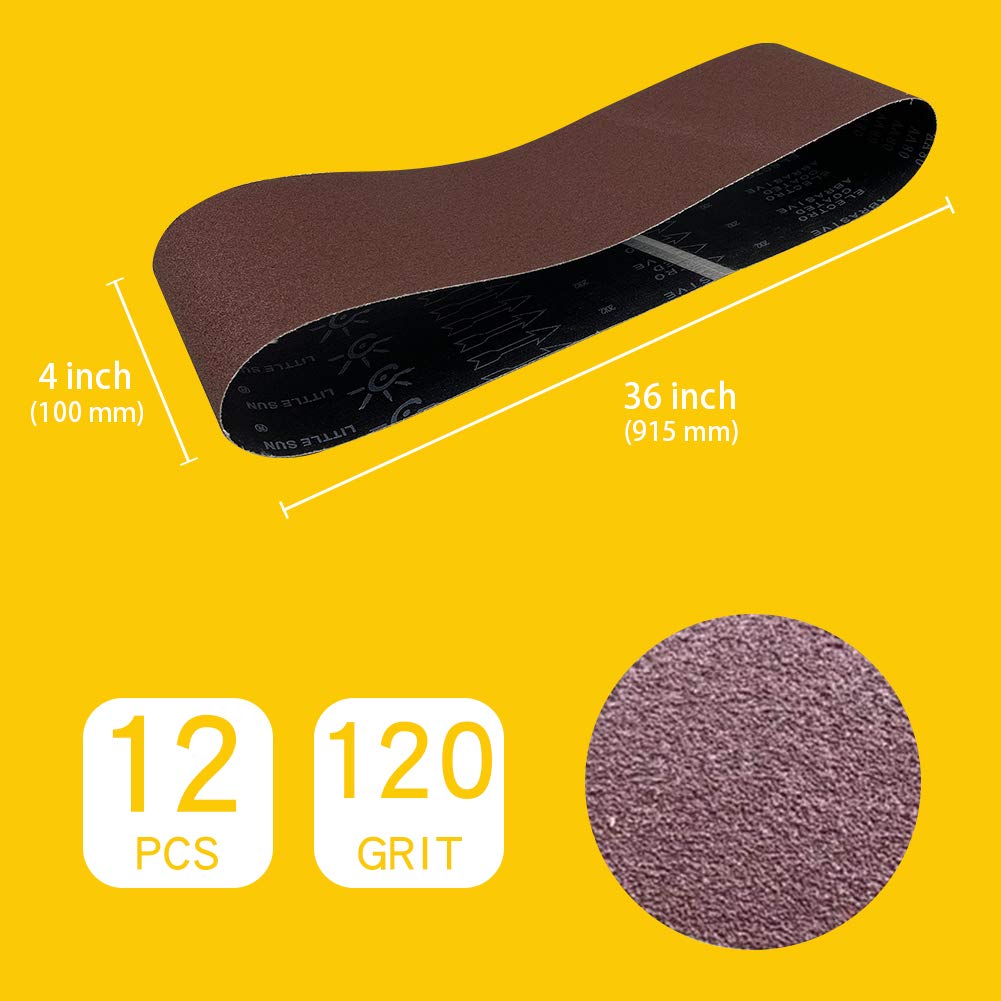 36 Inch 120 Grit Aluminum Oxide Sanding Belt 12 Pack I14981