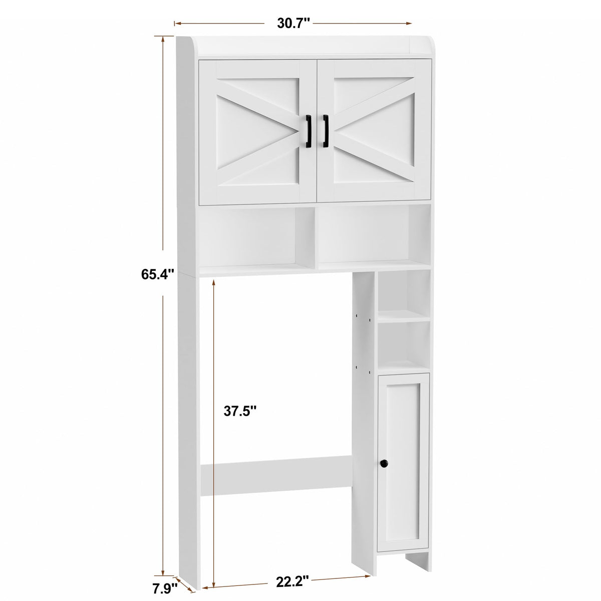 Wooden Over The Toilet Storage Cabinet with Barn Door F418590