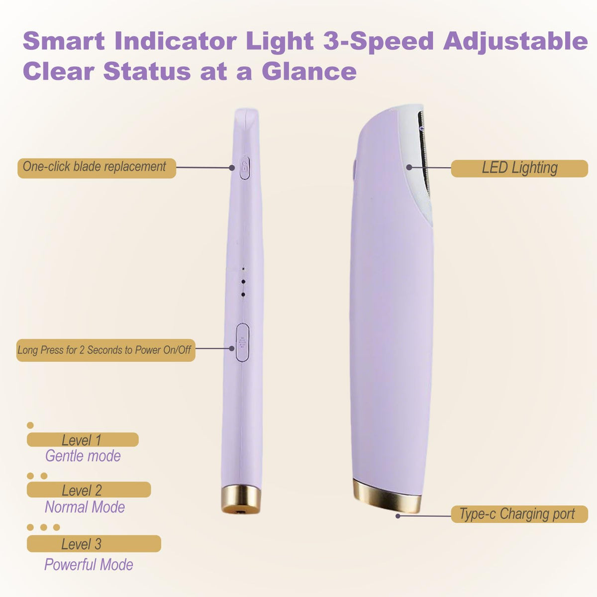 Rechargeable Dermaplane Razor with 4 Blades LED Light N308028