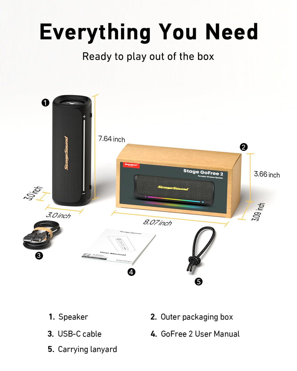 Portable Bluetooth Speaker IP67 Waterproof Black F174