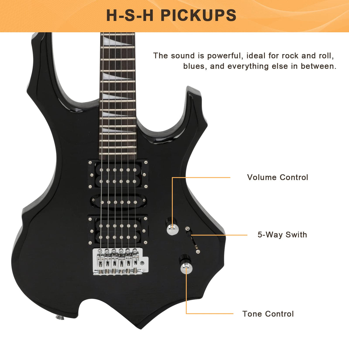 Black Electric Guitar with Accessories Pack J37495