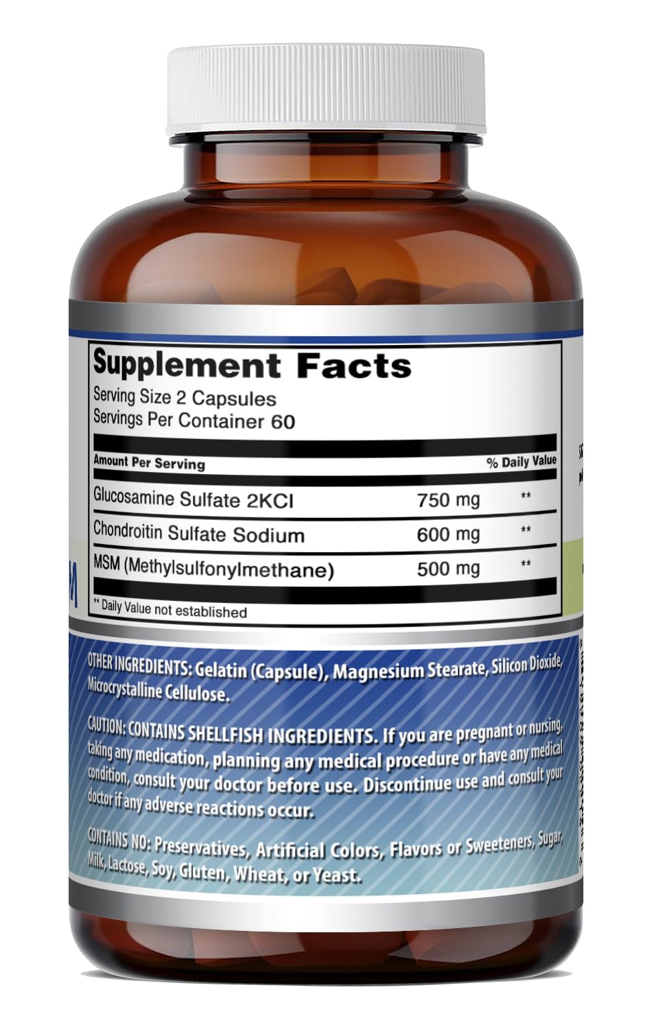 Glucosamine Chondroitin MSM 1850 mg Capsules Supplement O4745