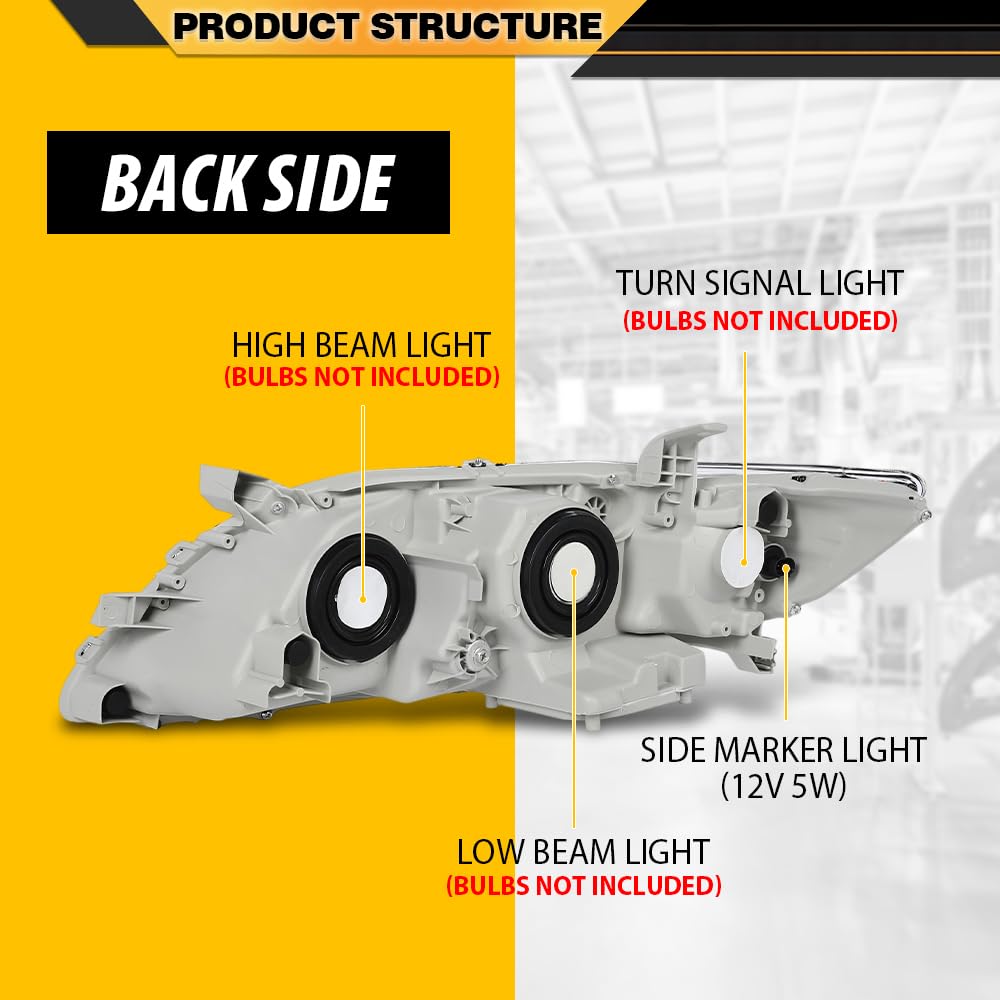 Clear Lens Chrome Housing Amber Reflector Headlight Assembly Pair I6610
