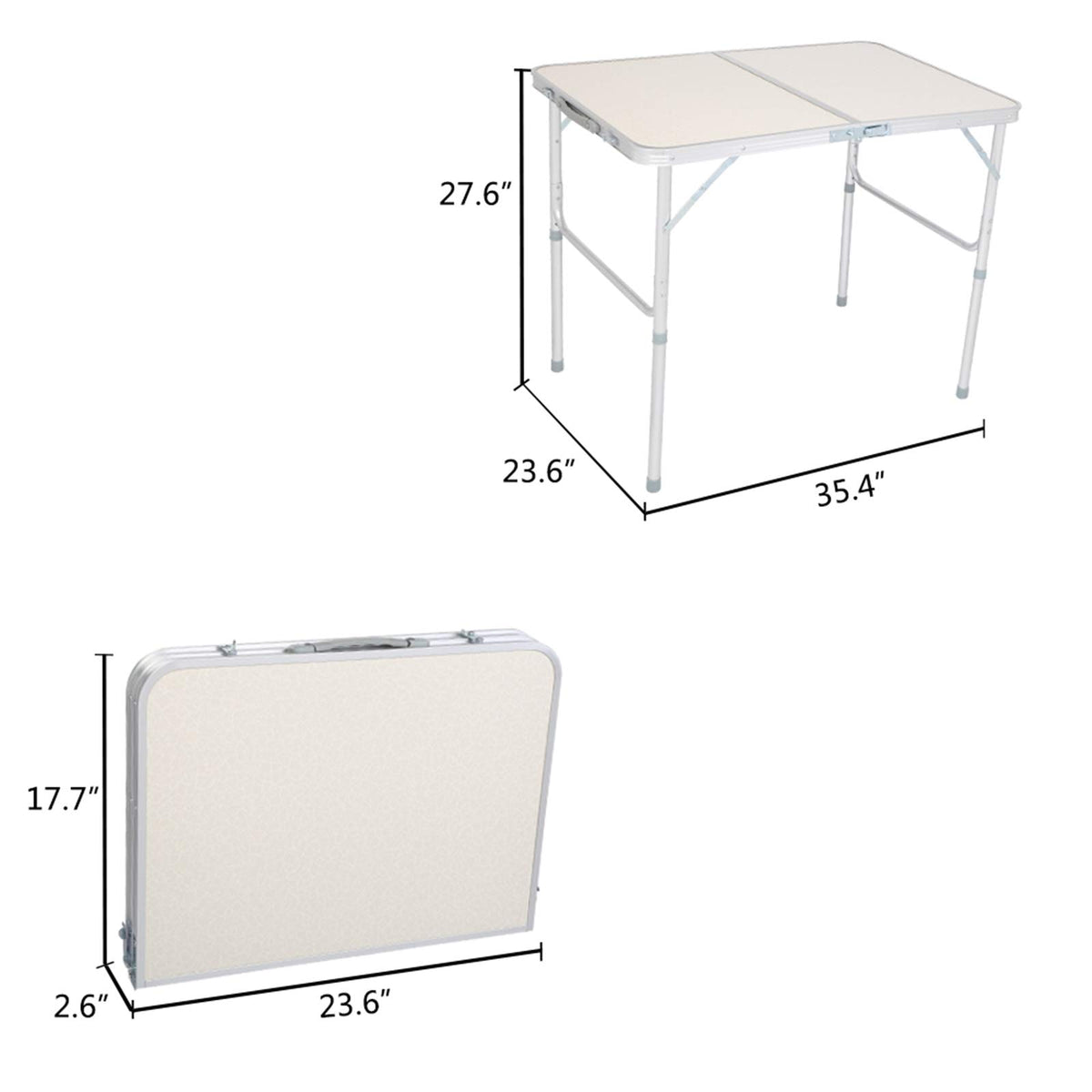 Folding Aluminum Camping Table White 3 FT G9004