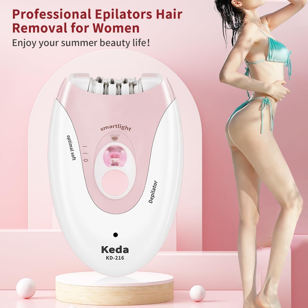 Facial Epilator with LED Light Two Speed Hair Removal Device U722