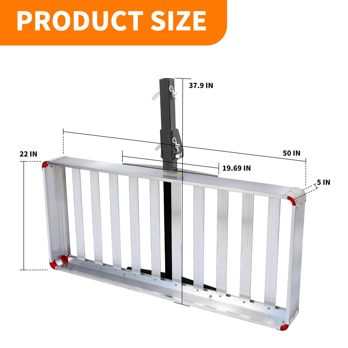 500-lb Capacity 50 inch x 22 inch Folding Aluminum Hitch Mount Cargo Carrier Basket V601299