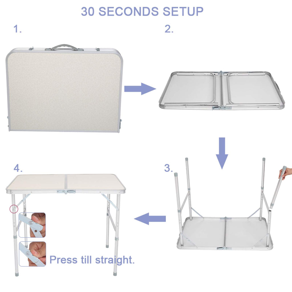 Folding Aluminum Camping Table White 3 FT G9004