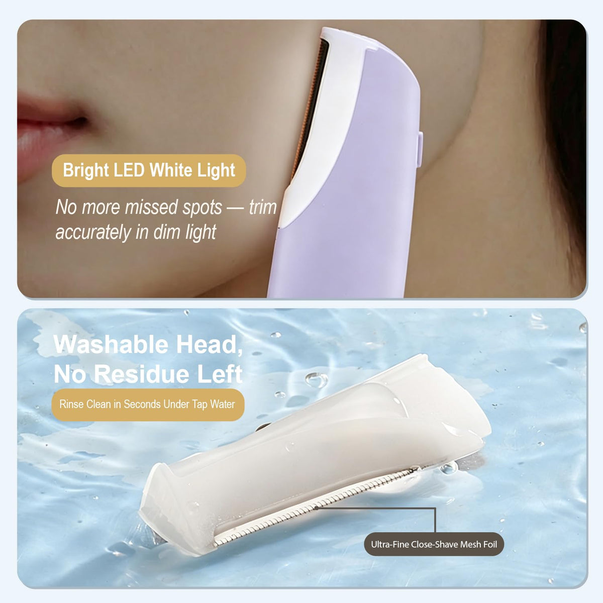 Rechargeable Dermaplane Razor with 4 Blades LED Light N308028
