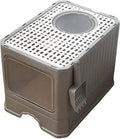 Foldable Top Entry Cat Litter Box with Lid and Scoop P6827