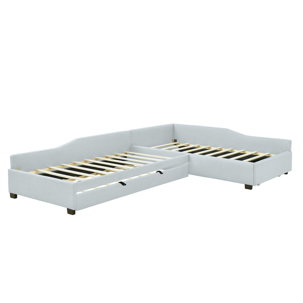L Shaped Twin Corner Bed with Trundle and Storage Drawer C429