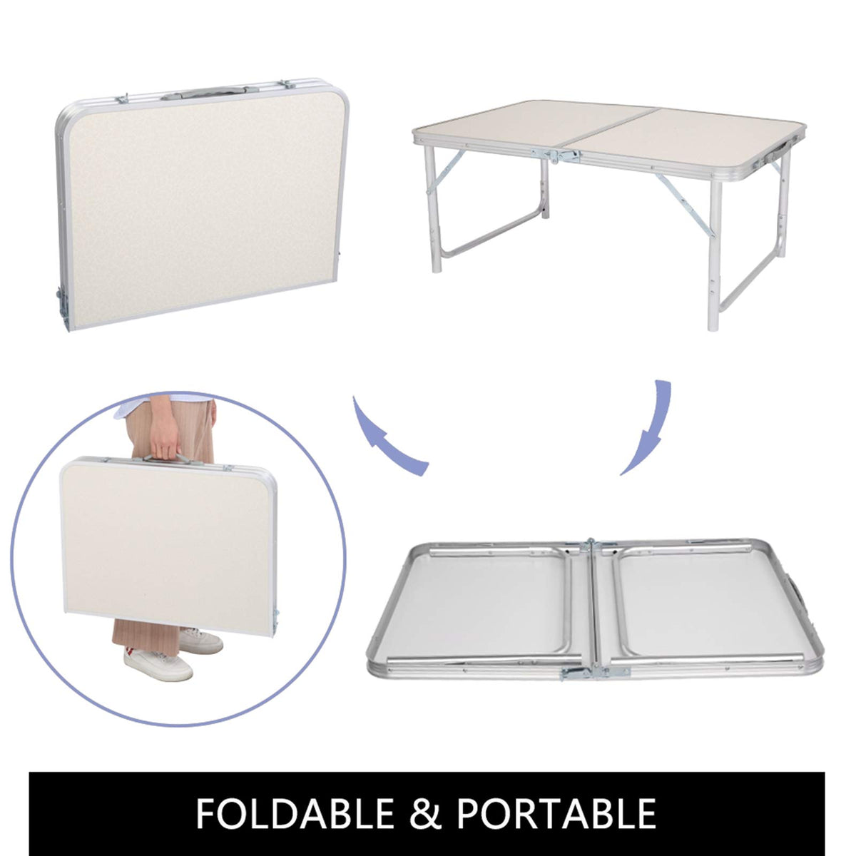 Folding Aluminum Camping Table White 3 FT G9004