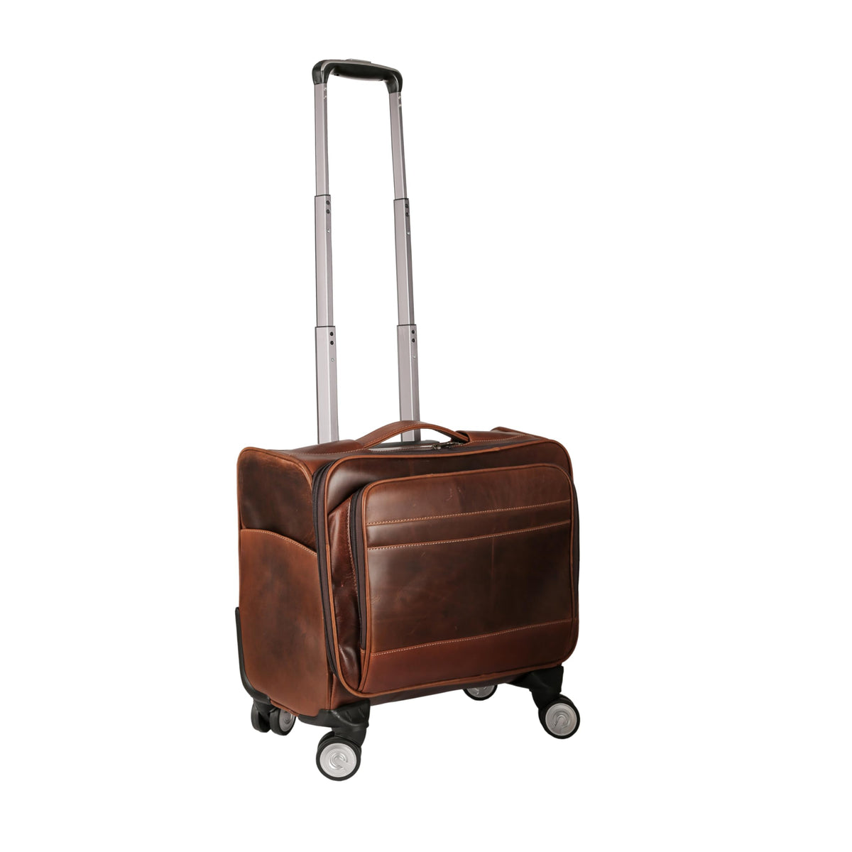 Leather Rolling Briefcase with Trolley Handle C8284
