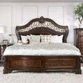 California King Size Brown Cherry Bed Frame with Camel Back Headboard L78400