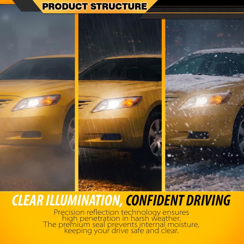 Clear Lens Chrome Housing Amber Reflector Headlight Assembly Pair I6610