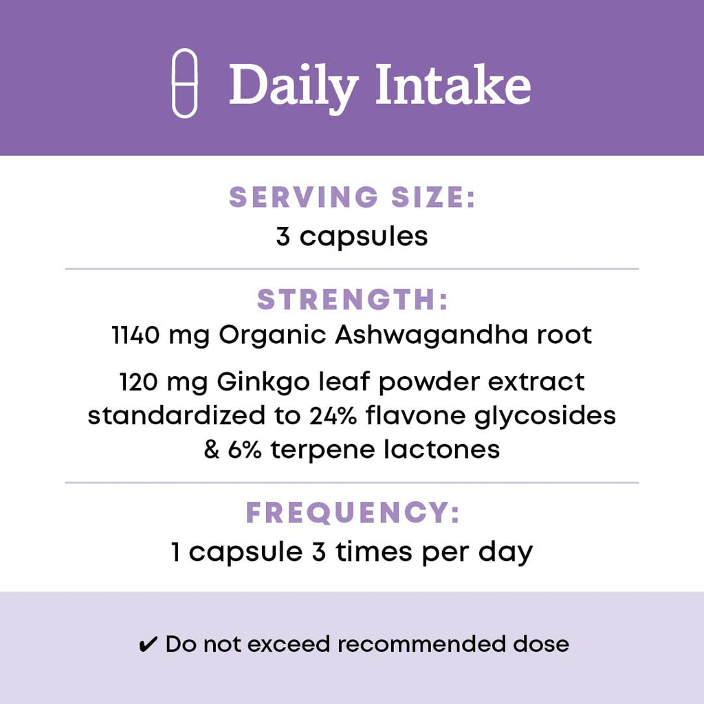 Organic Ashwagandha Ginkgo Vegan Capsules 90 Count C307483