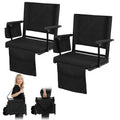 2 Pcs Black Stadium Seats with Back Support and Cushion G1506