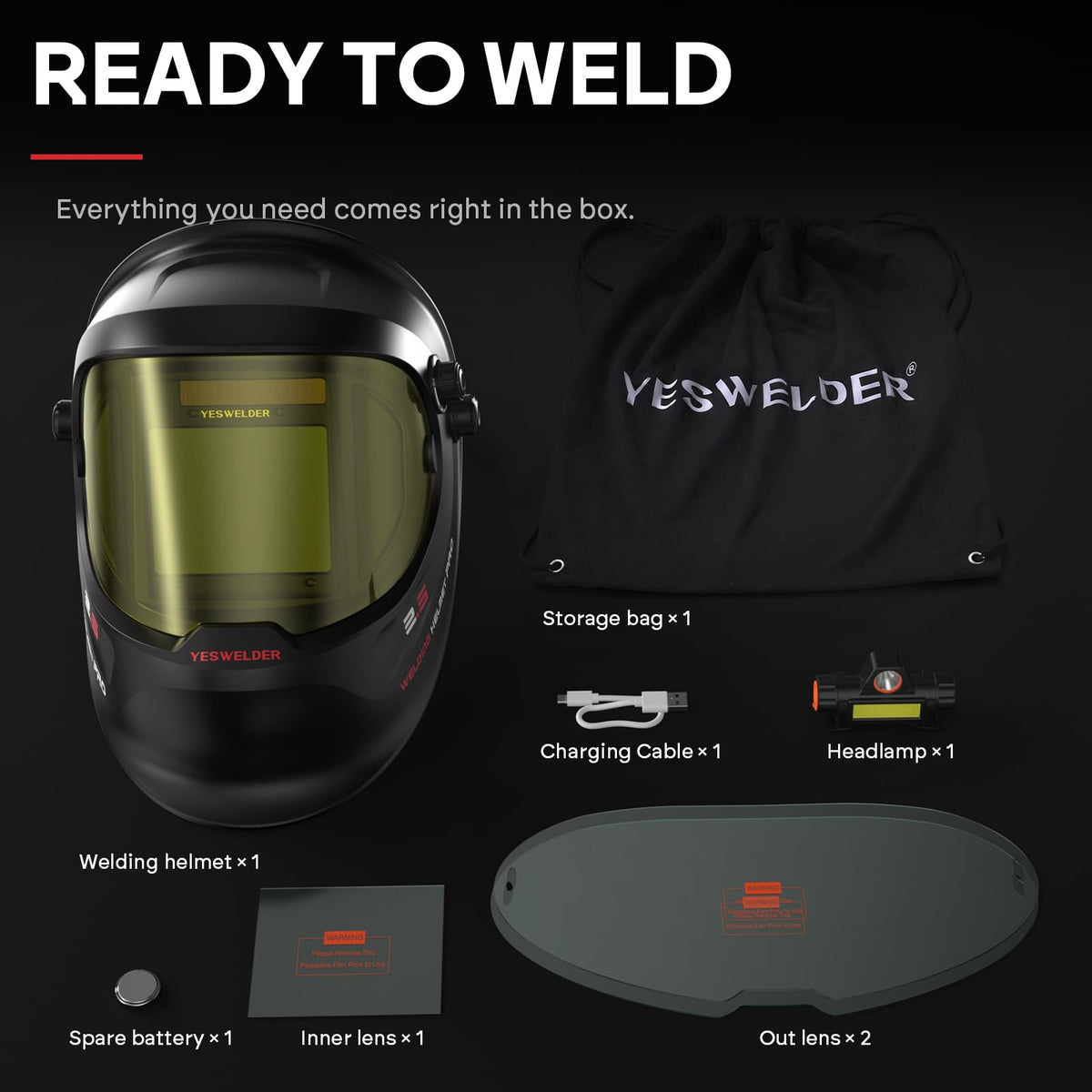 Auto Darkening Welding Helmet with LED D9193