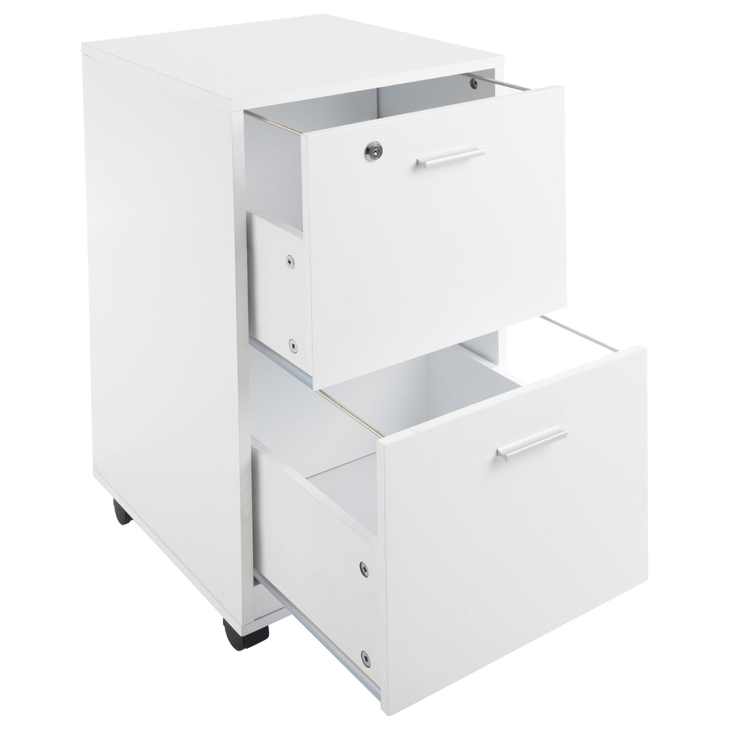 White 2-Drawer Wooden File Cabinet with Lock L23192