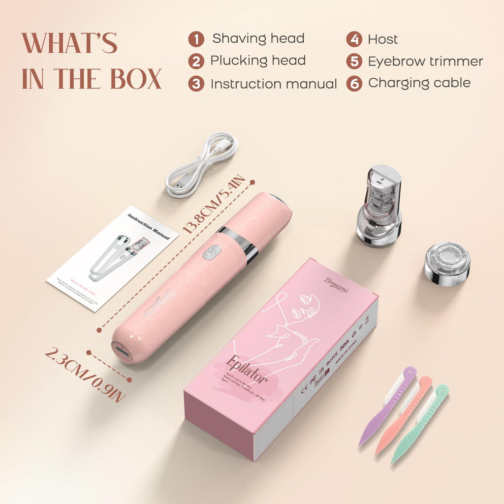 2-in-1 USB Rechargeable Electric Facial Hair Remover with LED Light O2844