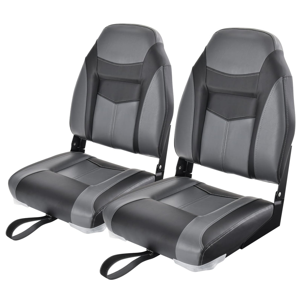 2 Pack Black Grey High Back Folding Boat Seats M23705