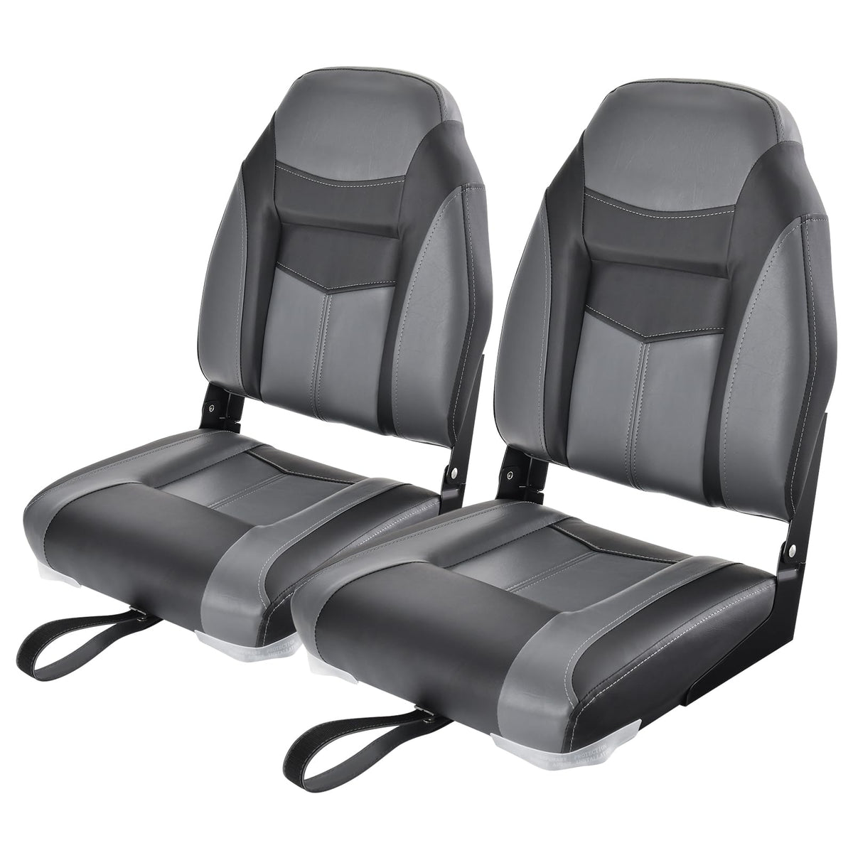 2 Pack Black Grey High Back Folding Boat Seats M23705
