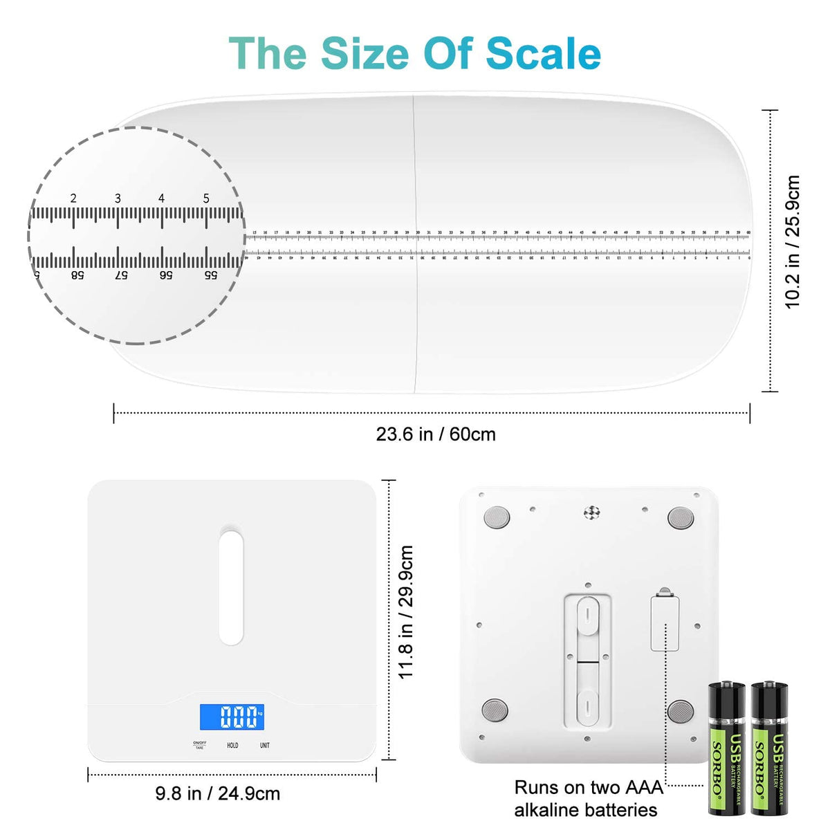 Digital Pet Scale with 3 Weighing Modes, Max 220 lbs, White D5174