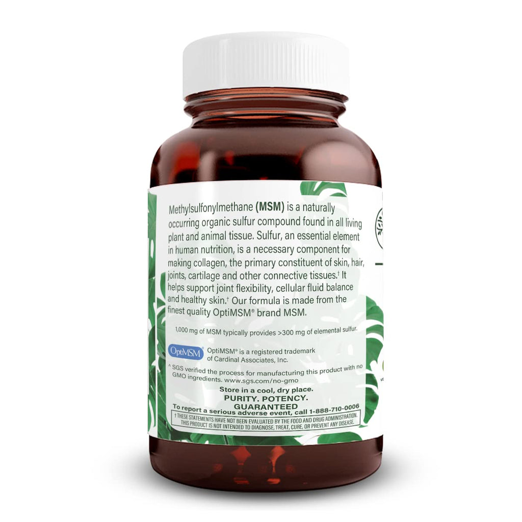 MSM Supplement with Sulfur 1000 mg, 60 Vegan Tablets N483102