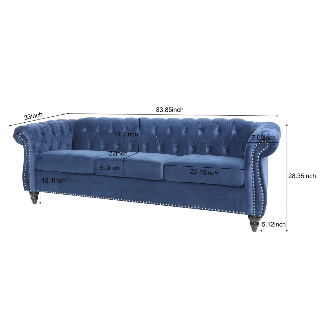 Blue Velvet 3 Seater Sofa F747593