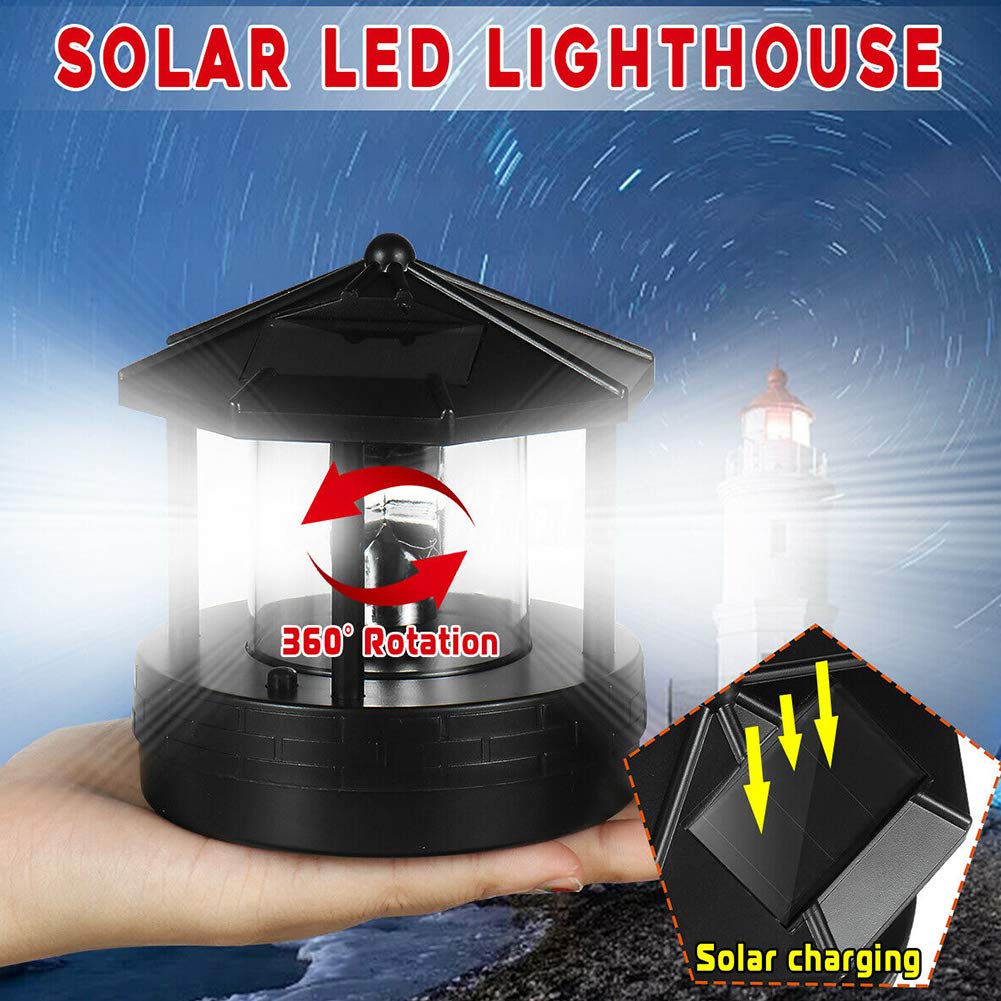 Solar Lighthouse LED Rotating Garden Light with 2 Solar Panels S520