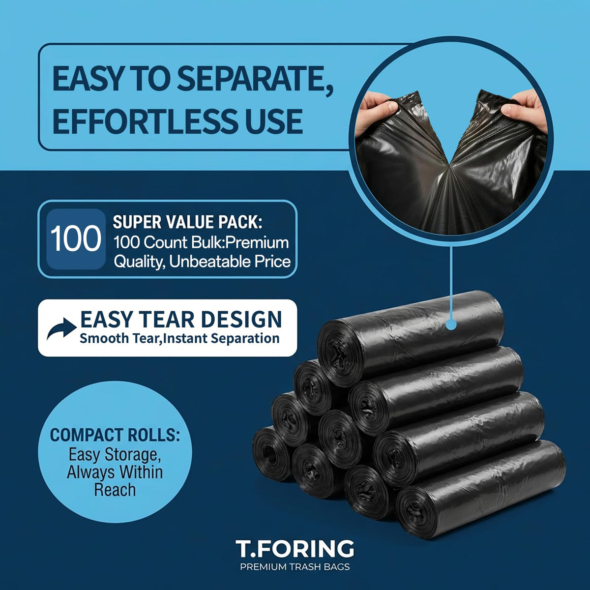 55-60 Gallon Heavy Duty Trash Bags, 2.1 Mil, 100 Count A857
