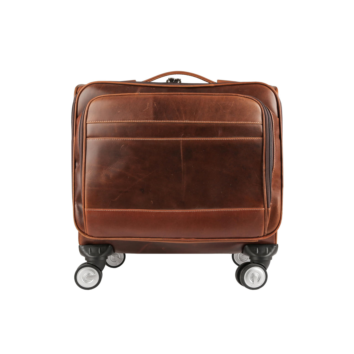 Leather Rolling Briefcase with Trolley Handle C8284