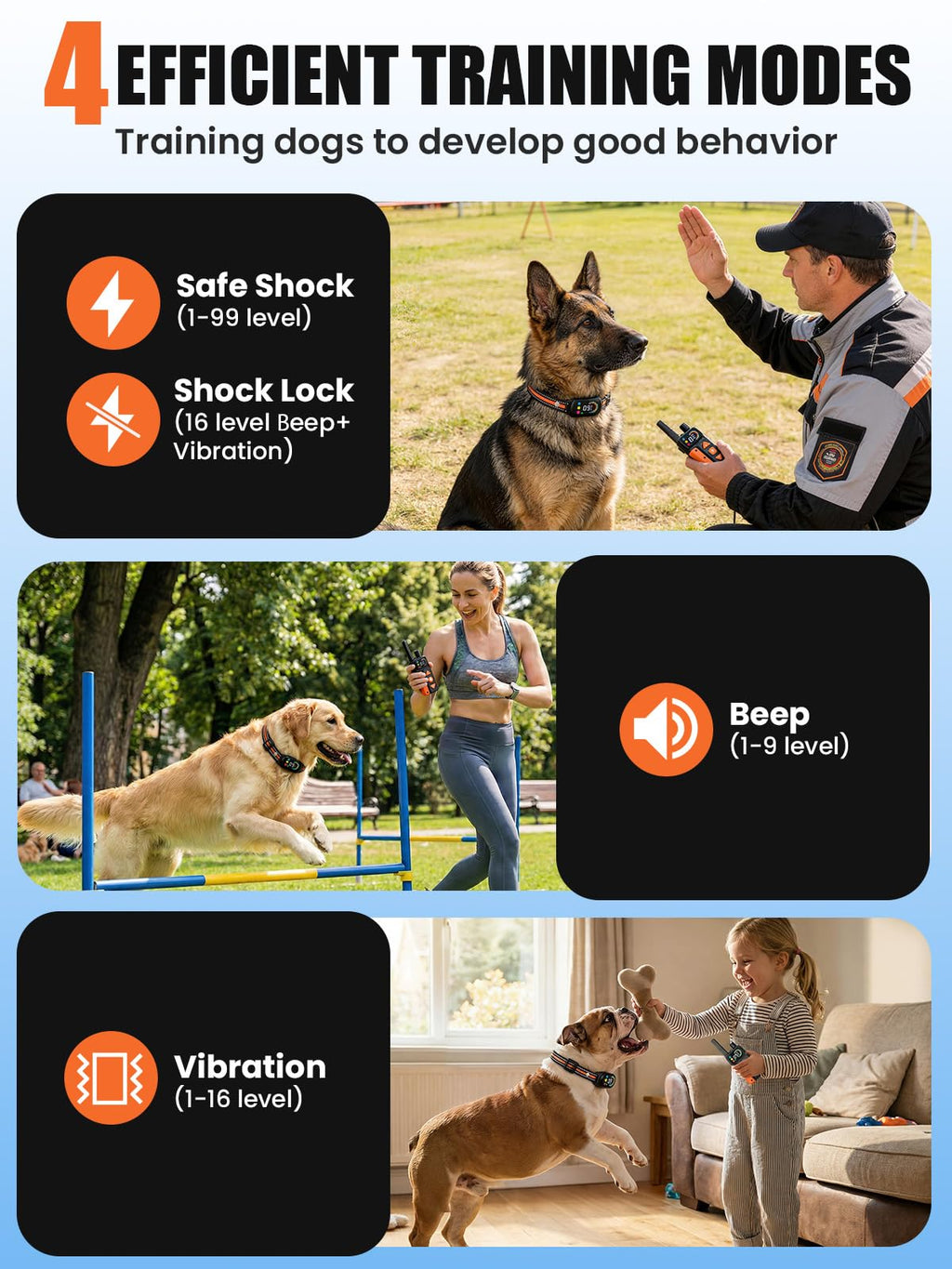2-in-1 Dog Bark Collar & Shock Collar, IPX7 Waterproof E Collars with AI Anti-Bark/Beep/Vibration/Shock/no Shock for Small Medium Large Dog(5-120Lbs), Dog Training Collar with 3300FT Remote N3147