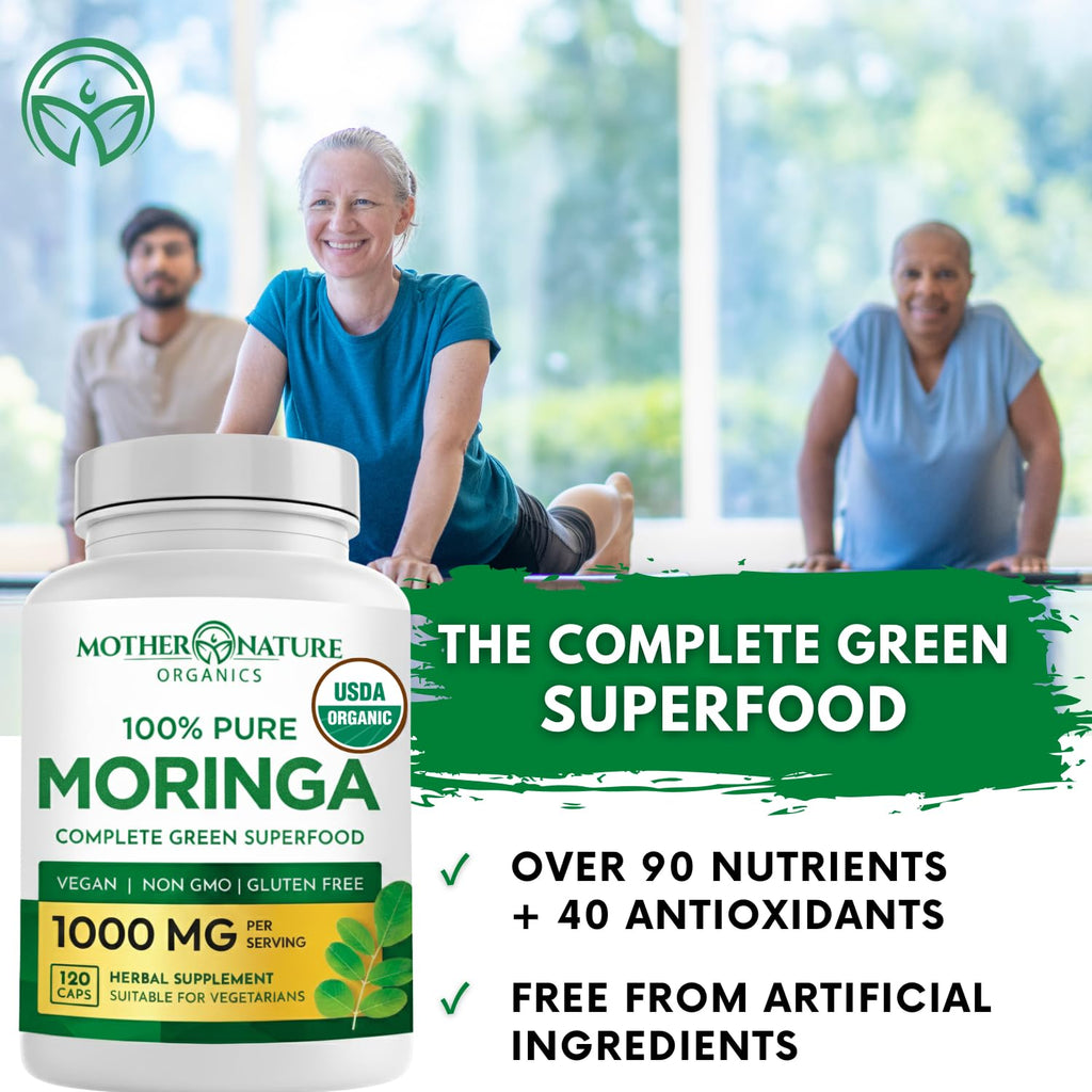 Organic Moringa Leaf Capsules 1000mg 120 Ct Y357