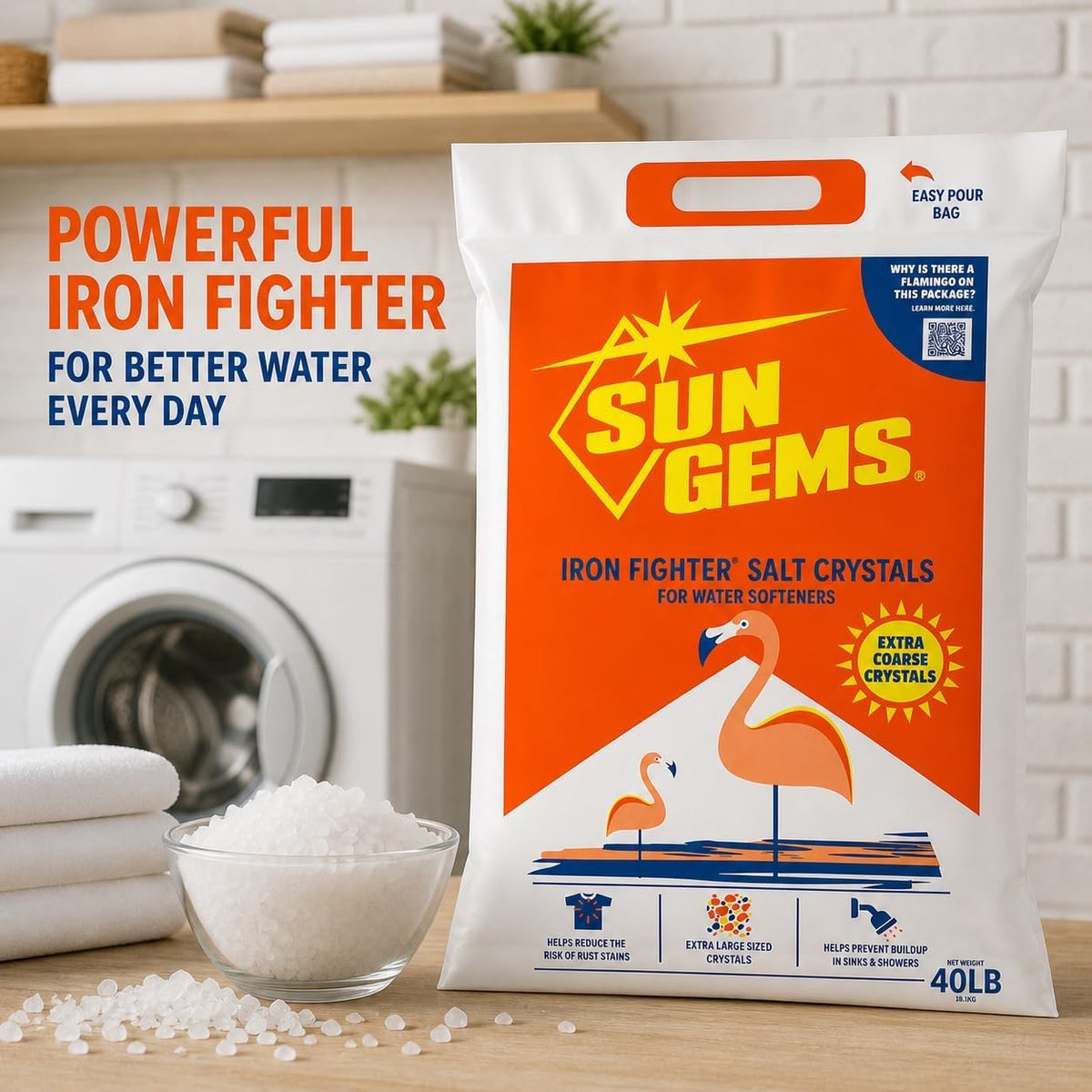 Water Softener Salt Crystals 40 lb Extra Coarse W484