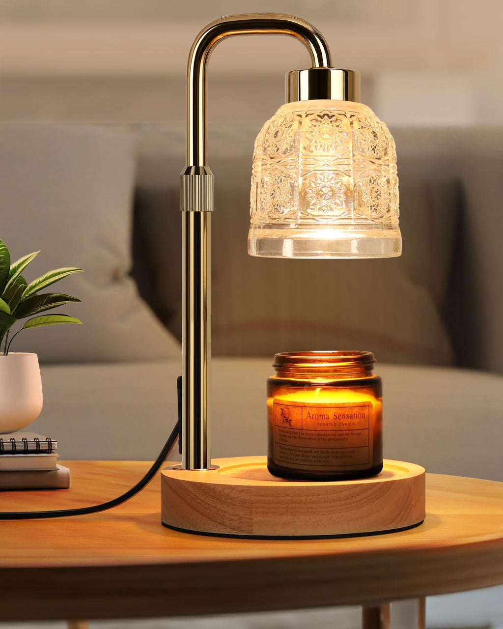 Candle Warmer Lamp with Timer, Gold O361