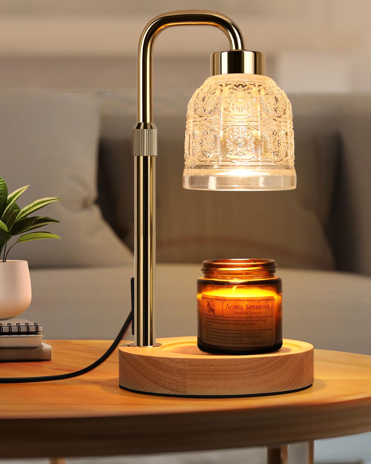 Candle Warmer Lamp with Timer, Gold O361