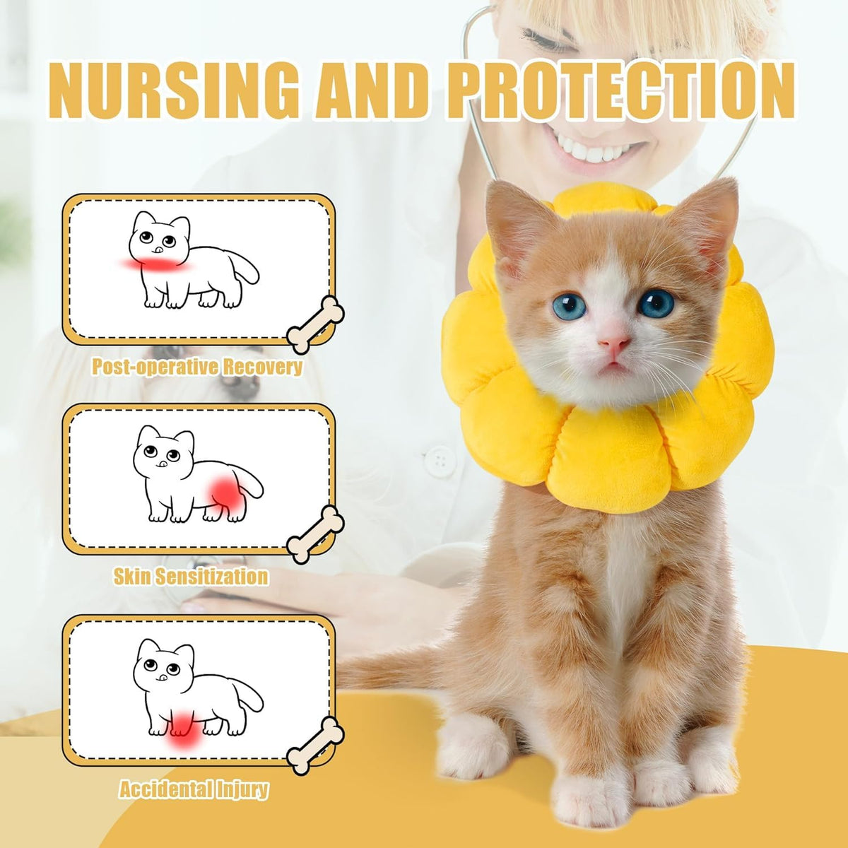 Soft Dog Cone for Dogs and Cats, Adjustable Dog Collar Alternative A461