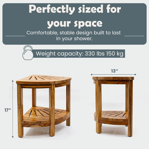 13-Inch Teak Corner Shower Bench L166