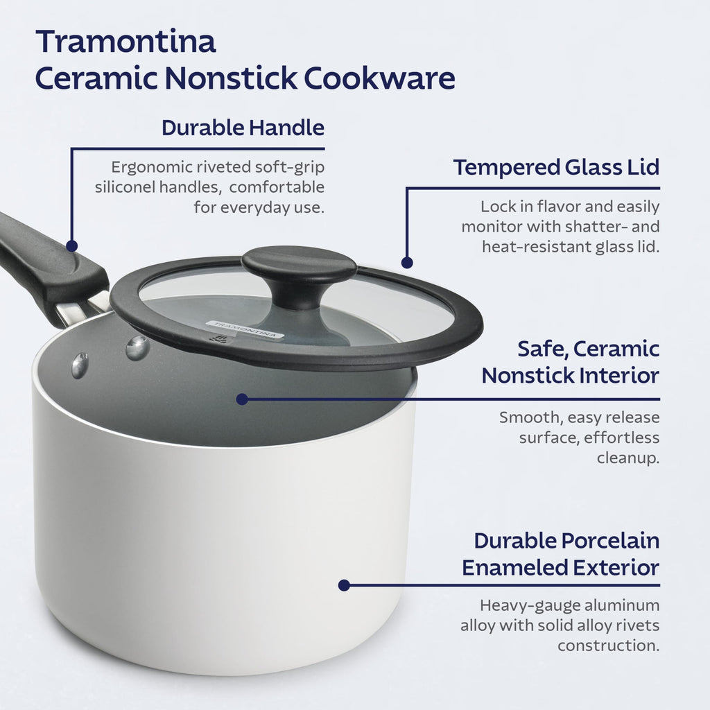 Ceramic Non Stick 11-Piece Nesting Pots and Pans Set White D834