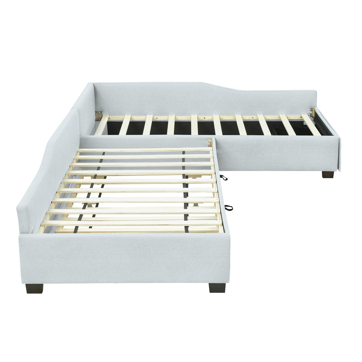L Shaped Twin Corner Bed with Trundle and Storage Drawer C429
