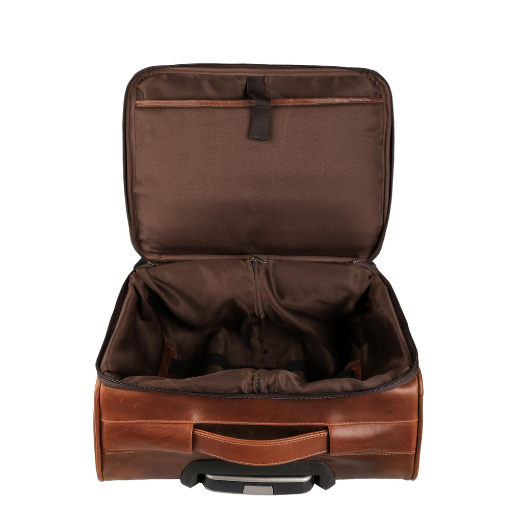 Leather Rolling Briefcase with Trolley Handle C8284